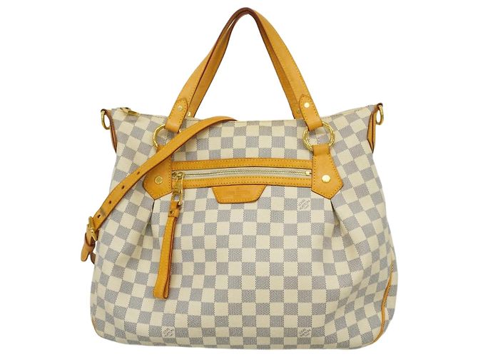 Sac à main Louis Vuitton Damier Azur Evora MM Blanc