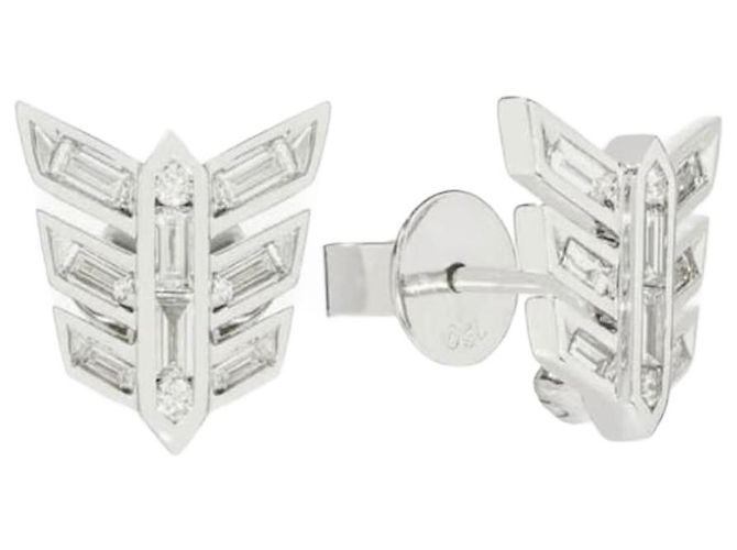 Autre Marque Pendientes de botón Annoushka de pluma en oro blanco y diamantes