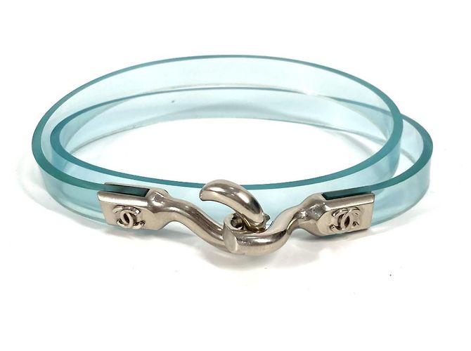 Chanel 00C Logo CC Coco Mark Thin Belt Blue