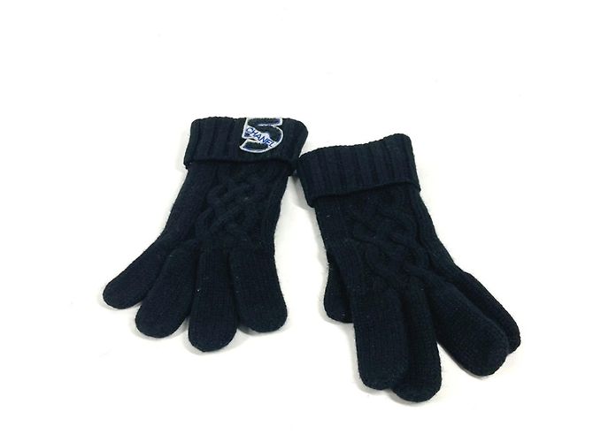 Chanel No5 Kaschmirkurze Handschuhe Schwarz Blau 