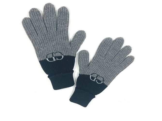 Christian Dior Bicolor CD Logo Gloves Brown Black