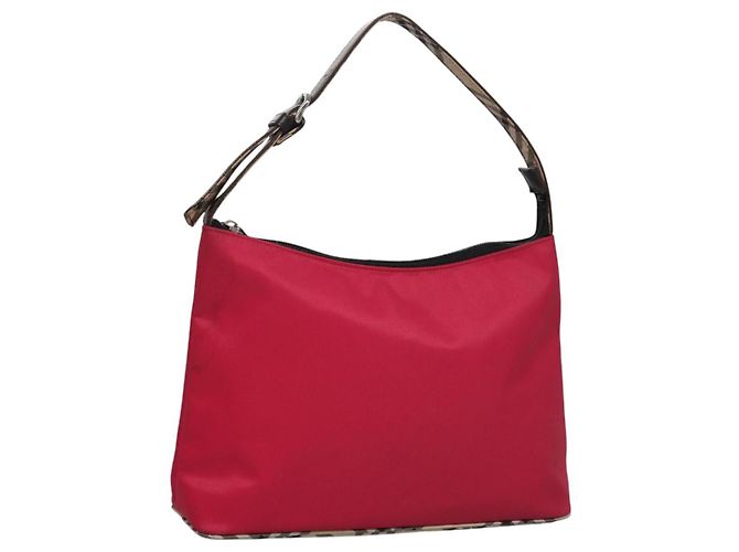 Borsa a spalla Burberry Nova Check Blue Label in nylon rosa Auth ti2865