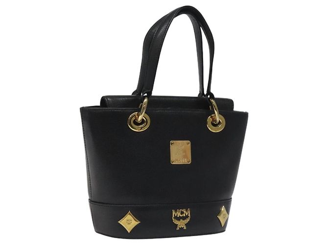 Borsa MCM in pelle nera e oro Auth yk17655 Nero D'oro