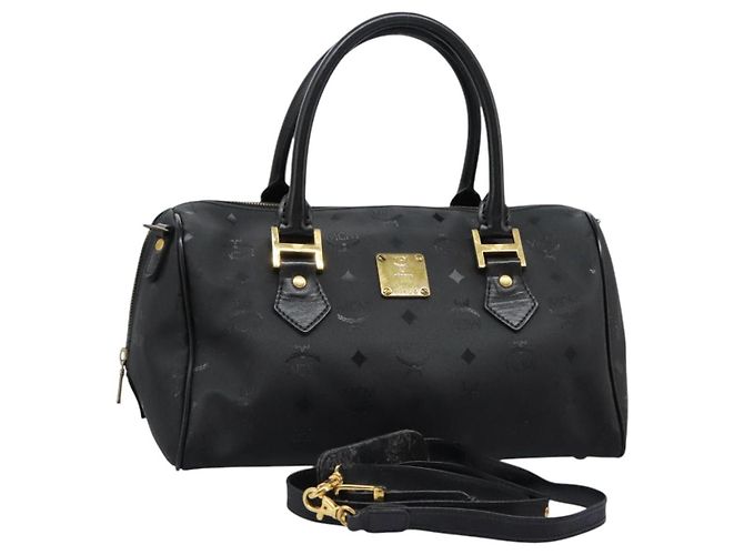 Borsa a mano MCM Vicetos Logogram in PVC 2 vie nera e oro Auth JB035 Nero D'oro