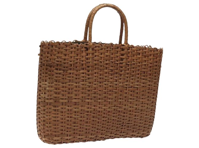 Bolsa de palha FENDI Raffia Marrom Auth mr1096