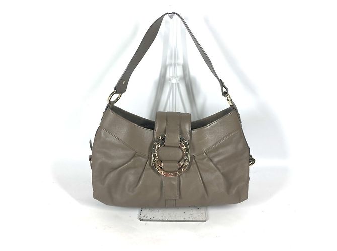 Bulgari Bolsa de ombro de couro cinza Bvlgari Marrom
