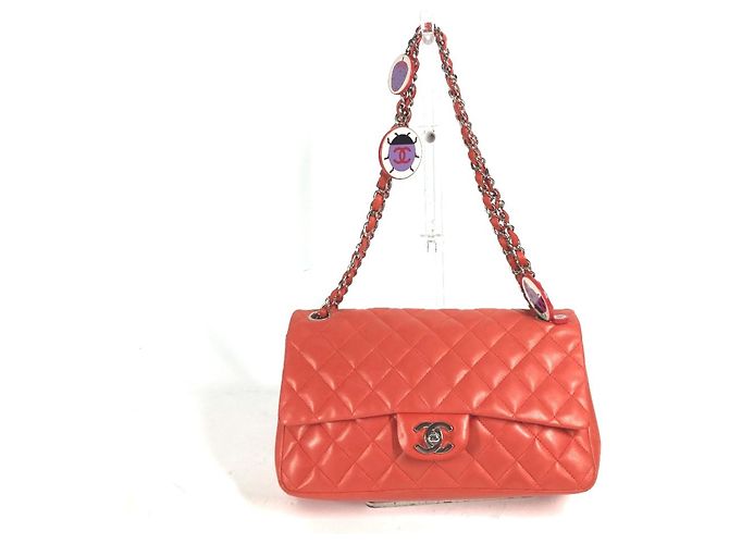 Chanel Rote Lammleder Schultertasche