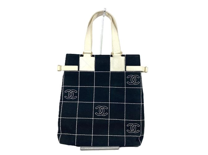 Bicolor Tote Bag Chanel CC Coco Mark Schwarz Weiß