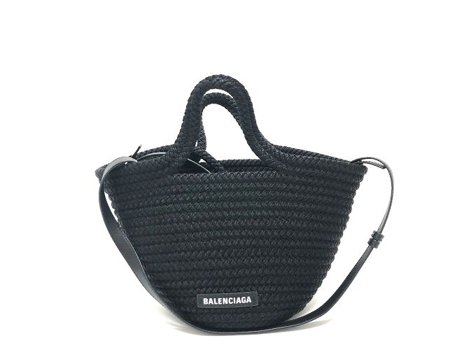 Borsa a spalla in nylon nero e pelle di agnello Balenciaga