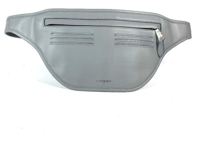 Grau Leder Bauchtasche von Burberry Braun