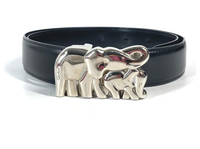 Cartier Elephant Buckle Leather Belt