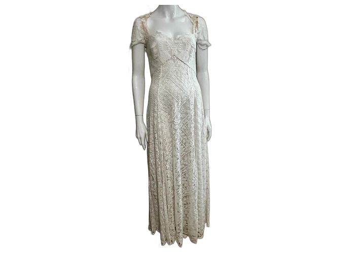 Marchesa Weißes Spitzenhochzeitskleid