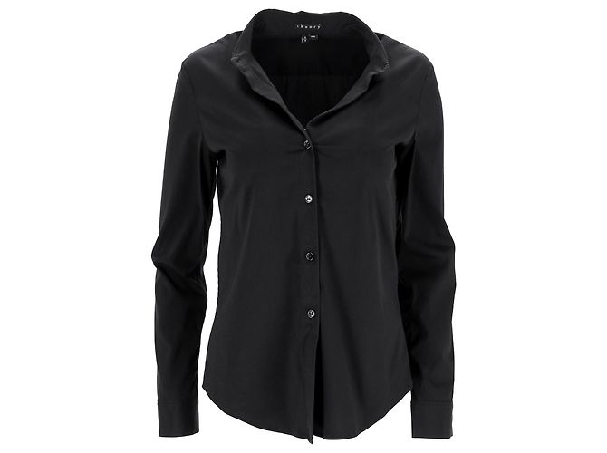 Camicia a maniche lunghe con bottoni Theory in cotone nero