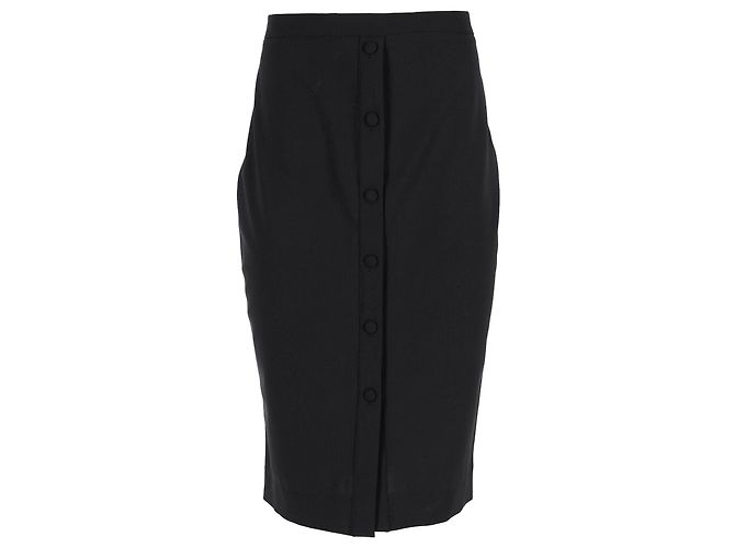 Falda lápiz midi con botones Altuzarra en lana negra Negro