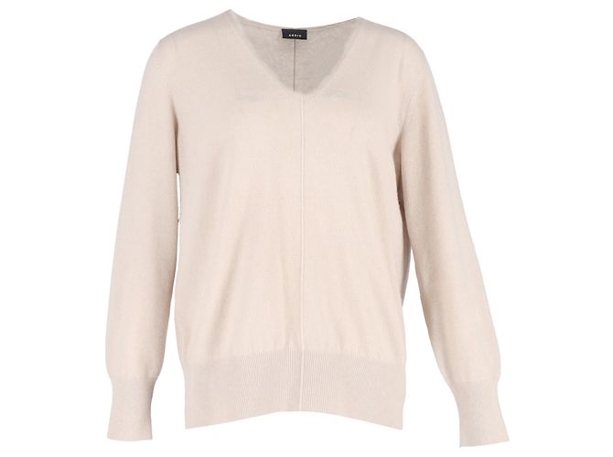 Akris V-Ausschnitt Pullover aus beigem Wolle