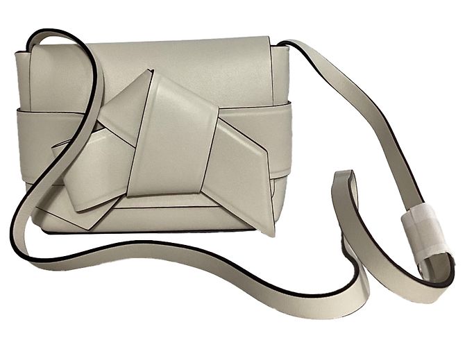 Acne Studios Musubi Knot-Embellished Shoulder Bag In White Leather