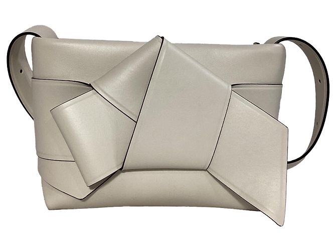 Acne Studios Musubi Knot-Embellished Shoulder Bag In White Leather