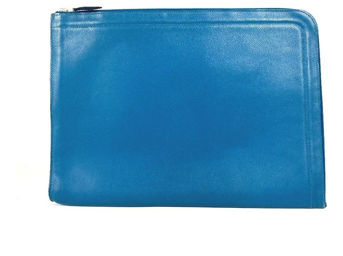 Hermès Borsa clutch in pelle blu Hermes