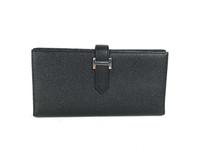 Hermès Cartera larga de cuero Epsom Hermes Negro
