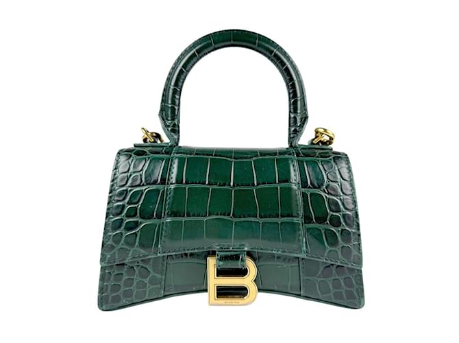 Everyday Balenciaga Dark Green Embossed Leather Handbag  ref.2106206
