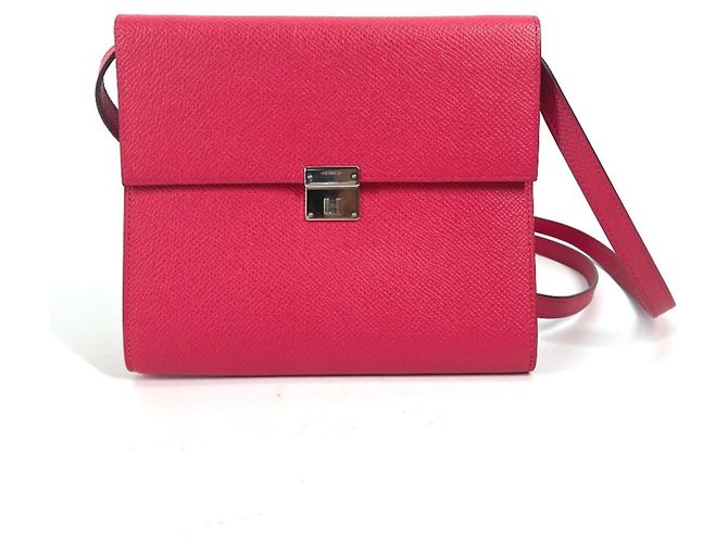 Hermès Bolsa de ombro Pochette em couro Epsom rosa Hermes