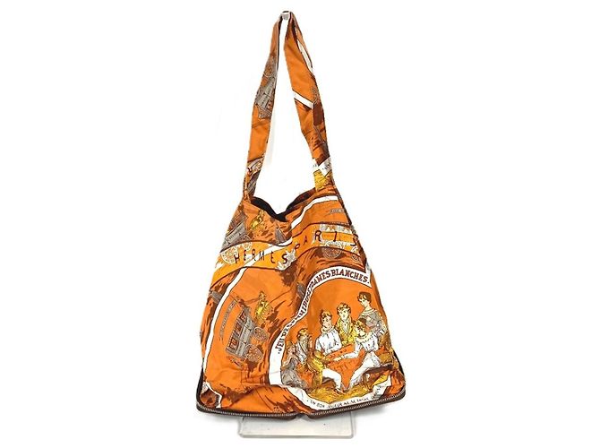 Silk In Hermès Hermes Eco Foldable Silky Pop Tote Handbag Brown Orange