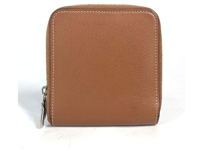 Hermès Carteira bi-fold em couro Evercalf marrom Hermes