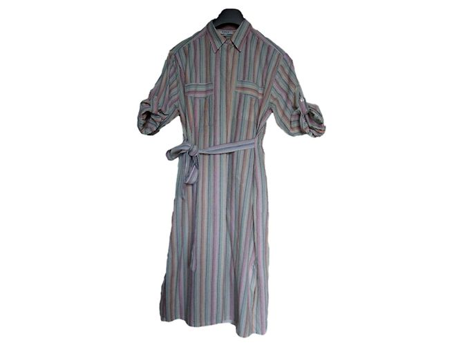 Autre Marque Vestido camisero René HAZAN de twill de algodón a rayas pastel Multicolor