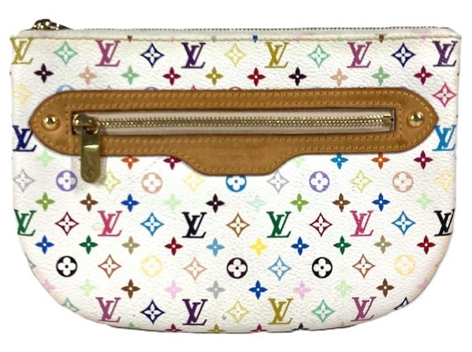 Louis Vuitton Monogramm Multicolor Pochette GM Clutch Tasche Weiß Mehrfarben