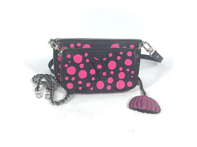Louis Vuitton Monogram Empreinte Yayoi Kusama Multi Pochette Accessori Nero Rosa