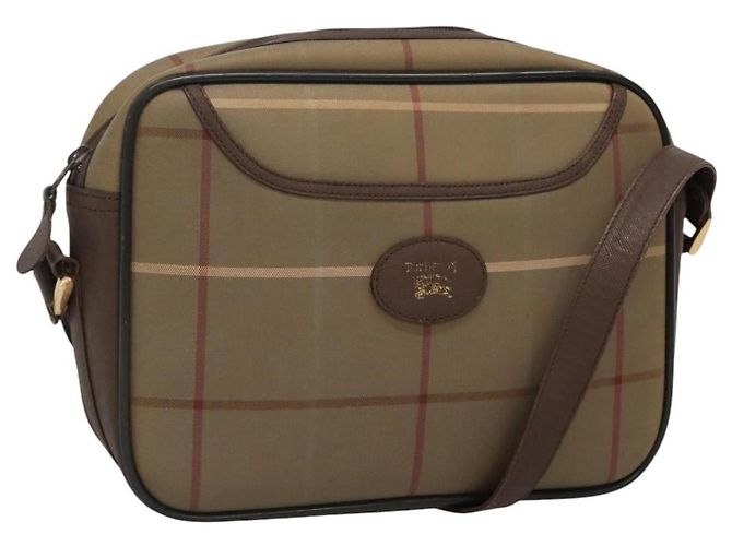 Autre Marque Borsa a spalla Burberrys Nova Check in tela e pelle marrone oro Auth bs23092 D'oro
