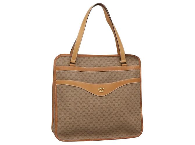 Bolsa tote em PVC bege Micro GG Supreme da GUCCI Auth mr1148