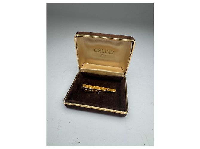 Céline Clip de corbata vintage Celine París Dorado