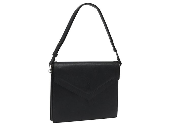 Borsa a spalla in pelle nera SAINT LAURENT Auth sw105 Nero