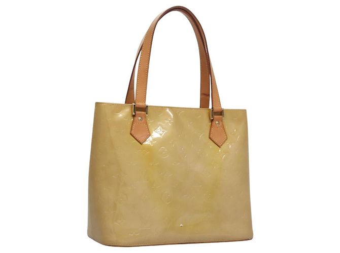 LOUIS VUITTON Monogram Vernis Houston Sac à Main Beige M91004 LV Auth EC214