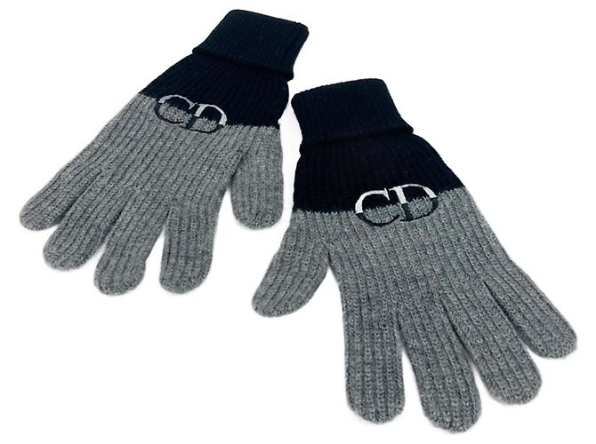 Christian Dior Wool Gloves Brown Black