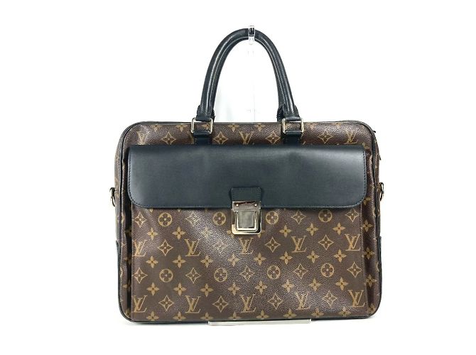 Louis Vuitton Monogram Macassar Soft Briefcase Brown Black