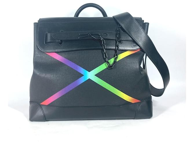 Louis Vuitton Taiga Rainbow Steamer PM Bag Black Leather  ref.2107869
