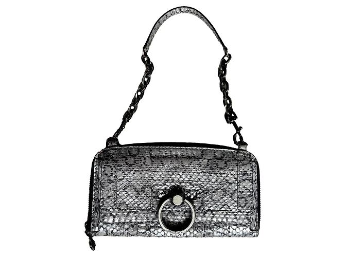 Clutch Jimmy Choo de couro cinza
