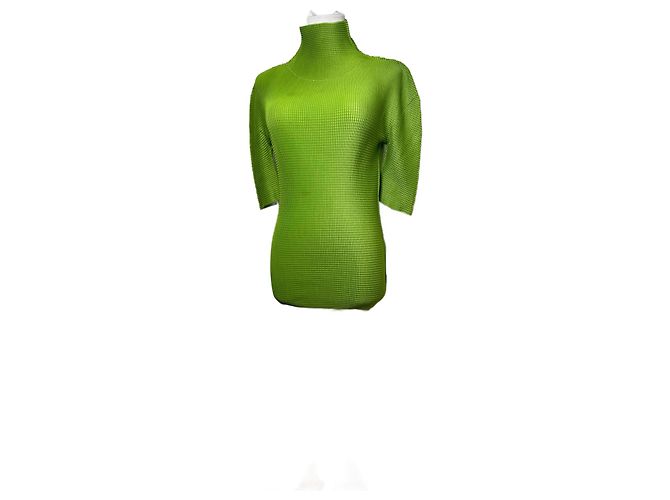 Pull à col roulé plissé Issey Miyake vintage 38/M vert