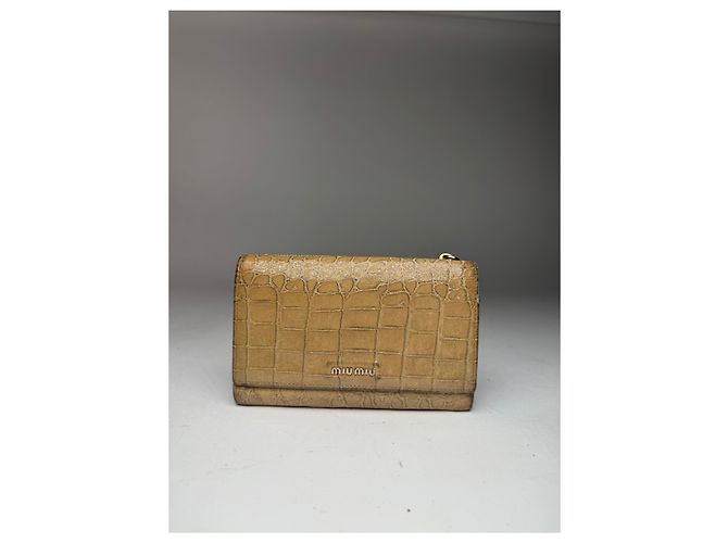 Vintage Miu Miu Leather Wallet beige White