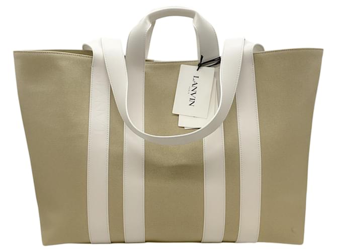 Lanvin Beige Canvas Ballade East West Shopper Cloth  ref.2108093