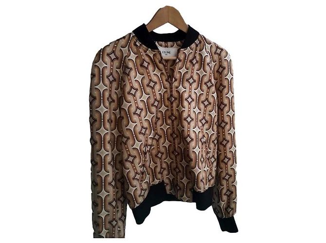 Giacca Bomber Céline Marrone Oro Seta D'oro