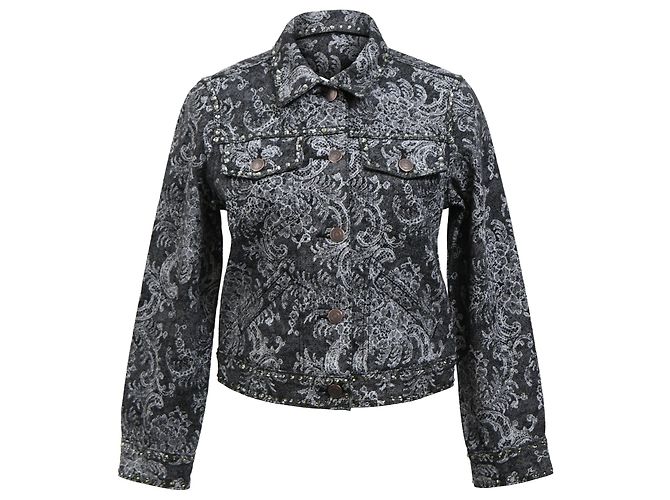 Schwarze Baumwoll-Denim-Jacke mit Spitzenmuster von Marc Jacobs