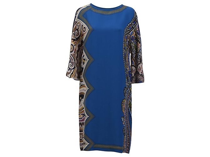 Abito midi stampato a maniche 3/4 Etro in seta multicolore
