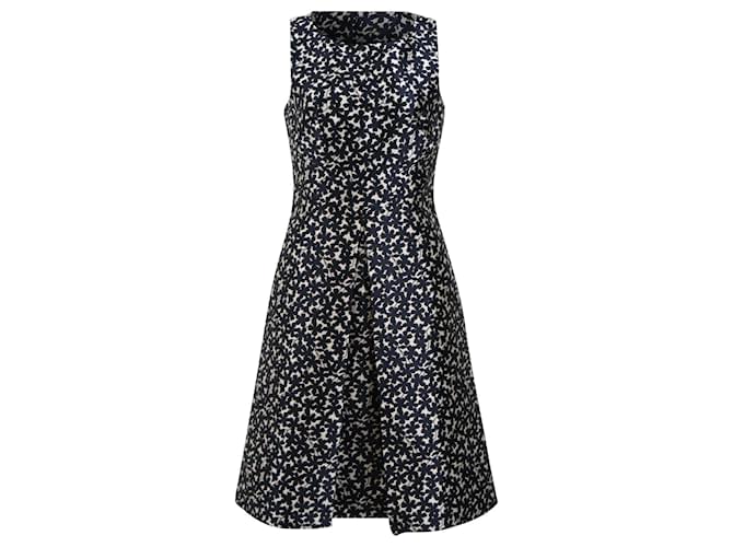 Michael Kors Floral Printed Midi Dress in Navy Blue Polyester  ref.2108280