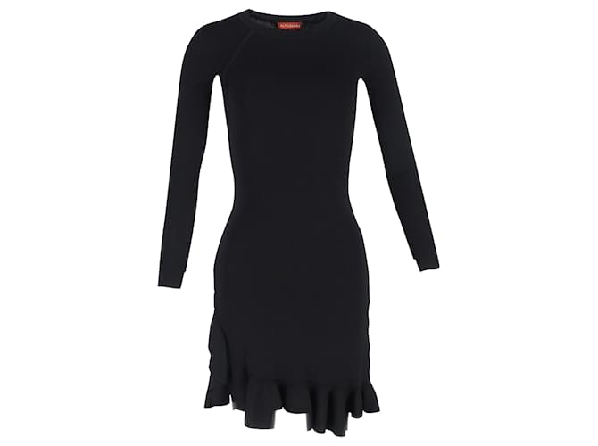 Autre Marque  Altuzarra Mikey Knitted Ruffled Hem Mini Dress in Black Viscose Cellulose fibre  ref.2108312