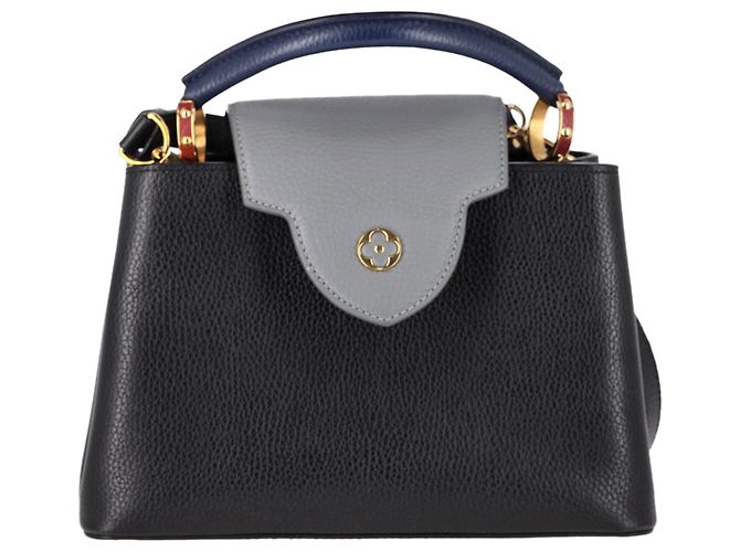 Sac à main BB Capucines de Louis Vuitton en cuir noir Rouge Bordeaux