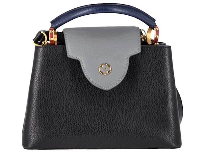  Louis Vuitton BB Capucines Top Handle Bag in Black Leather Red Dark red  ref.2108329