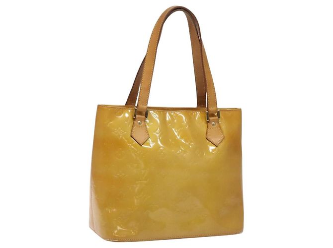 LOUIS VUITTON Monogram Vernis Sac à Main Houston Beige M91004 LV Auth 112869